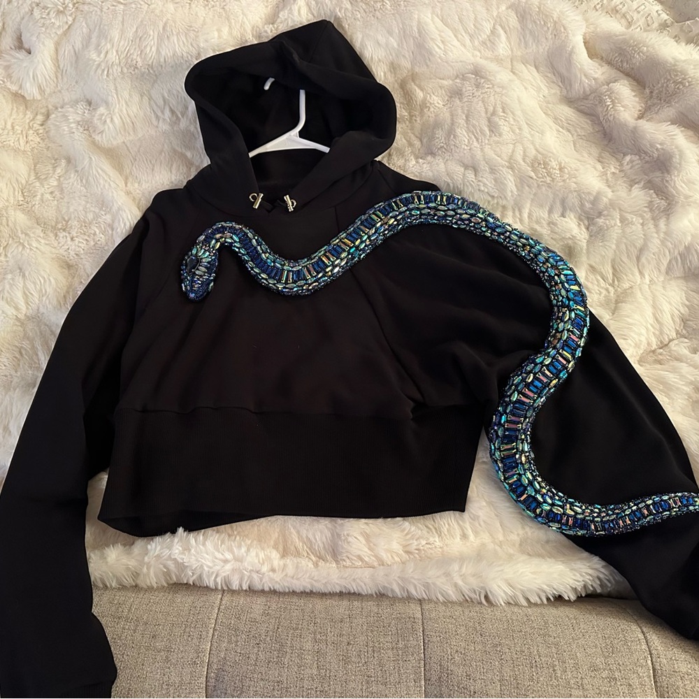 Balmain Black Hoodie with Blue Accents